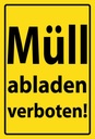 Holzschild 30x20 cm Müll abladen verboten Warnschild Hinweisschild