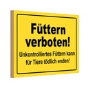 Holzschild 20x30 cm Füttern verboten Tiere Warnschild Hinweisschild