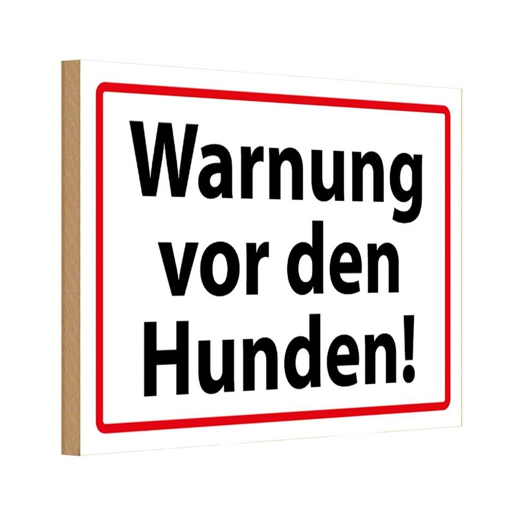 [LA-111723-H] Holzschild 20x30 cm Warnung vor den Hunden Warnschild Hinweisschild
