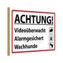 Holzschild 20x30 cm Achtung Videoüberwacht Alarm Warnschild Hinweisschild