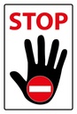 Holzschild 30x20 cm Stop Hand s/w/r Warnschild Hinweisschild