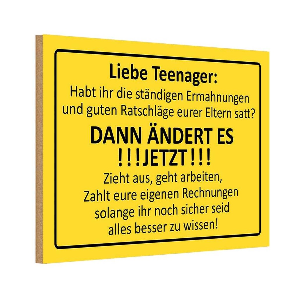[LA-111736-H] Holzschild 20x30 cm Liebe Teenager - ÄNDERT ES Kids Kinder Teens