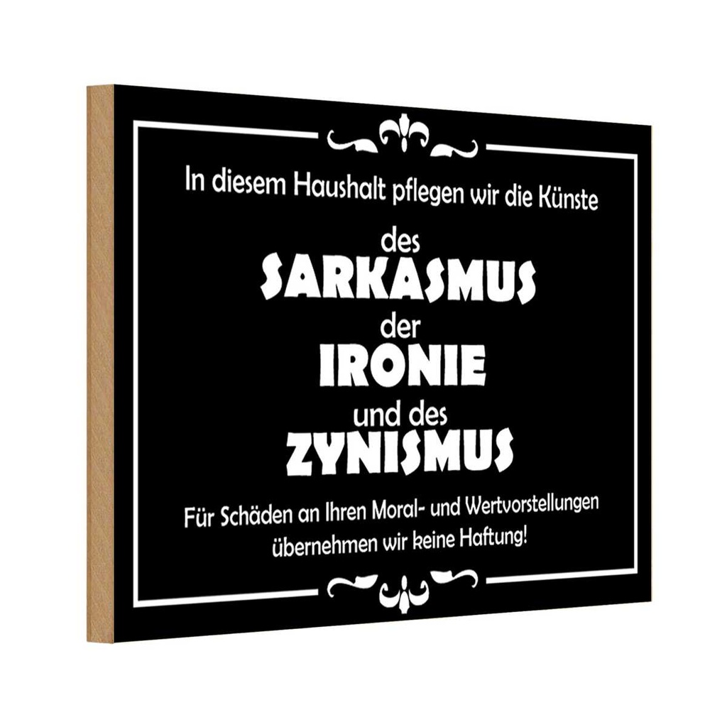 [LA-111737-H] Holzschild 20x30 cm In diesem Haushalt Sarkasmus Geschenk