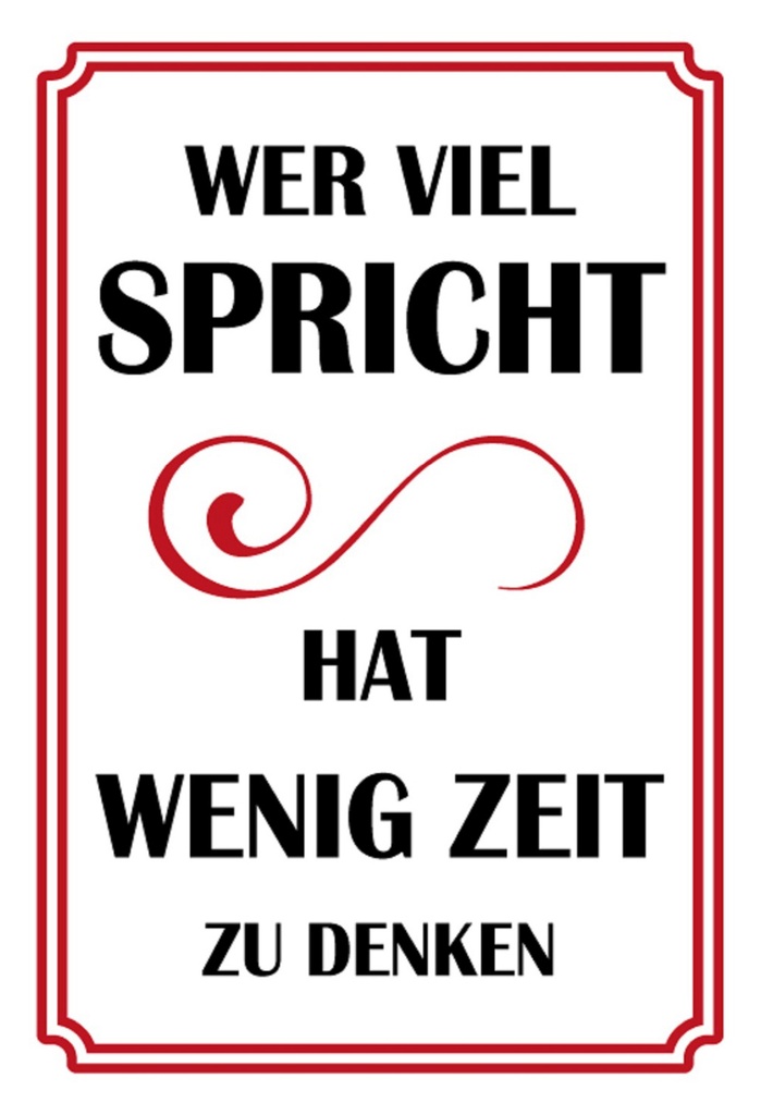 [LA-111749-H] Holzschild 30x20 cm Wer viel spricht hat wenig Dekoration