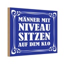 Holzschild 20x30 cm Männer mit Niveau sitzen auf Klo Spruch Zitat