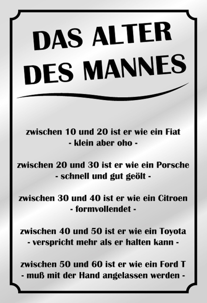 [LA-111760-H] Holzschild 30x20 cm das Alter des Mannes Dekoration