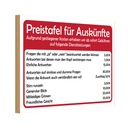 Holzschild 20x30 cm Preistafel für Auskünfte Dekoration