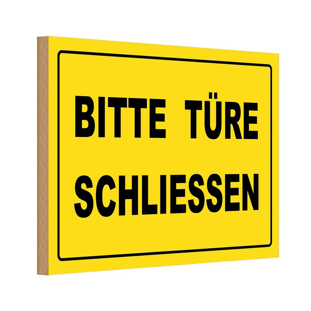 [LA-111772-H] Holzschild 20x30 cm Bitte Türe schließen Warnschild Hinweisschild