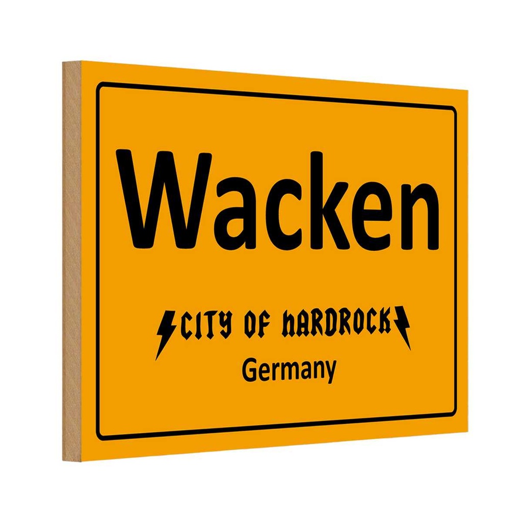 [LA-111774-H] Holzschild 20x30 cm Wacken City of Hardrock Germany Deutschland