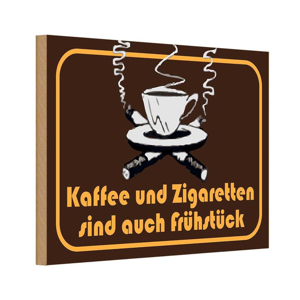 [LA-111777-H] Holzschild 20x30 cm Kaffee u. Zigaretten Frühstück