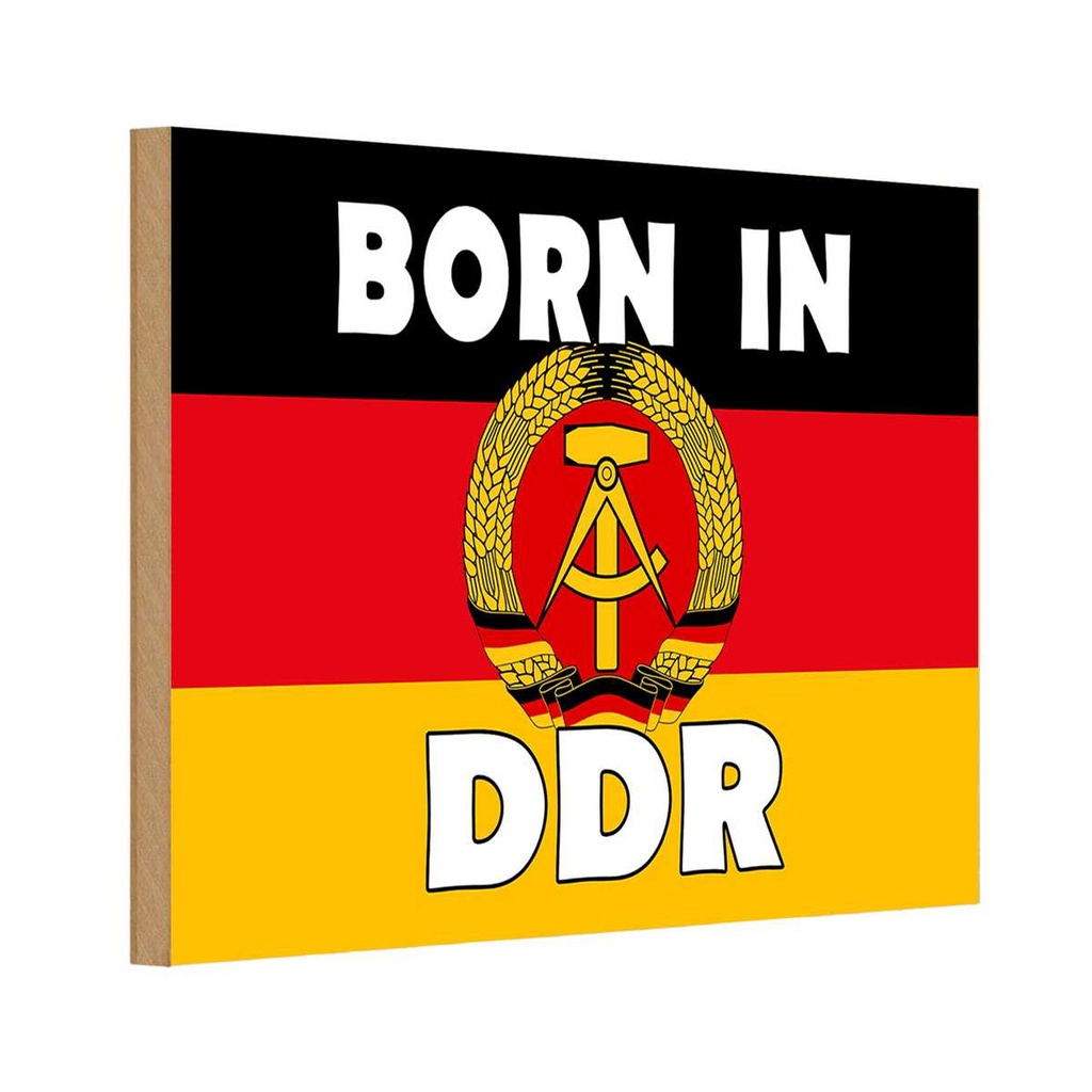 [LA-111778-H] Holzschild 20x30 cm Nostalgie Born in DDR Fahne Flagge Wappen
