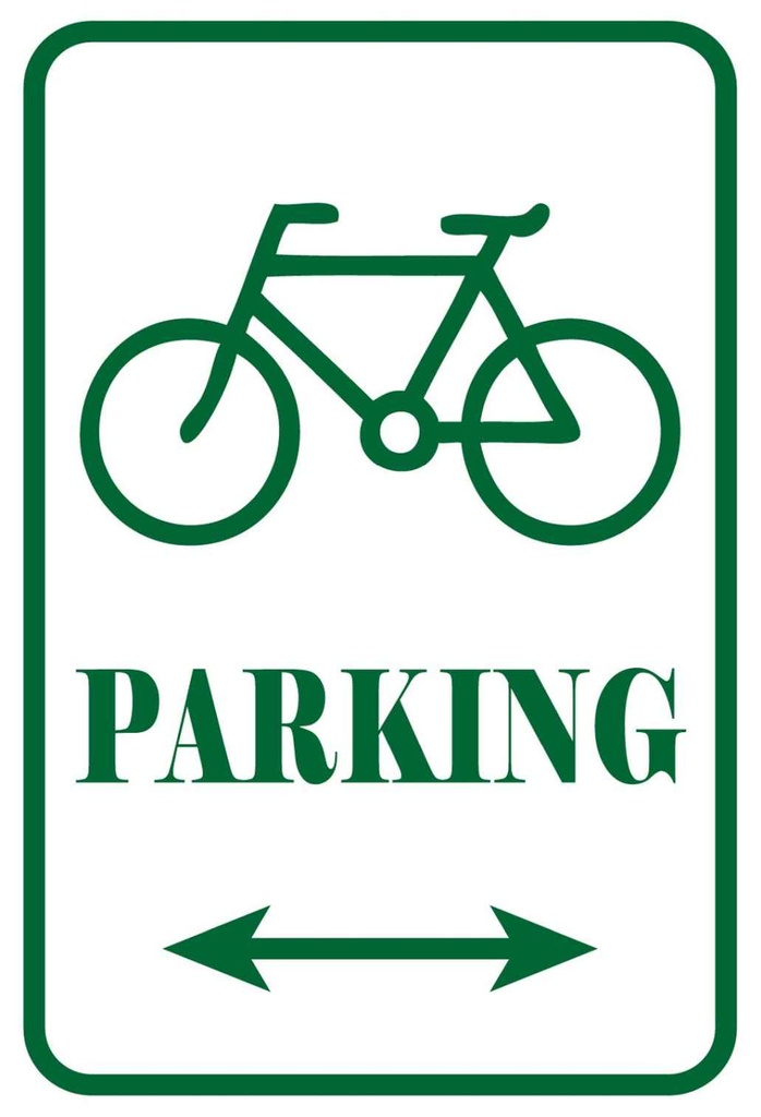 [LA-111814-H] Holzschild 30x20 cm Fahrrad Parking weiß- grünes Parkplatzschild