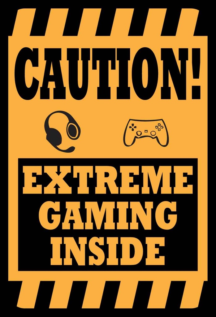 [LA-111816-H] Holzschild 30x20 cm Coution extreme gaming inside Dekoration