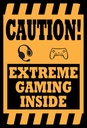 Holzschild 30x20 cm Coution extreme gaming inside Dekoration