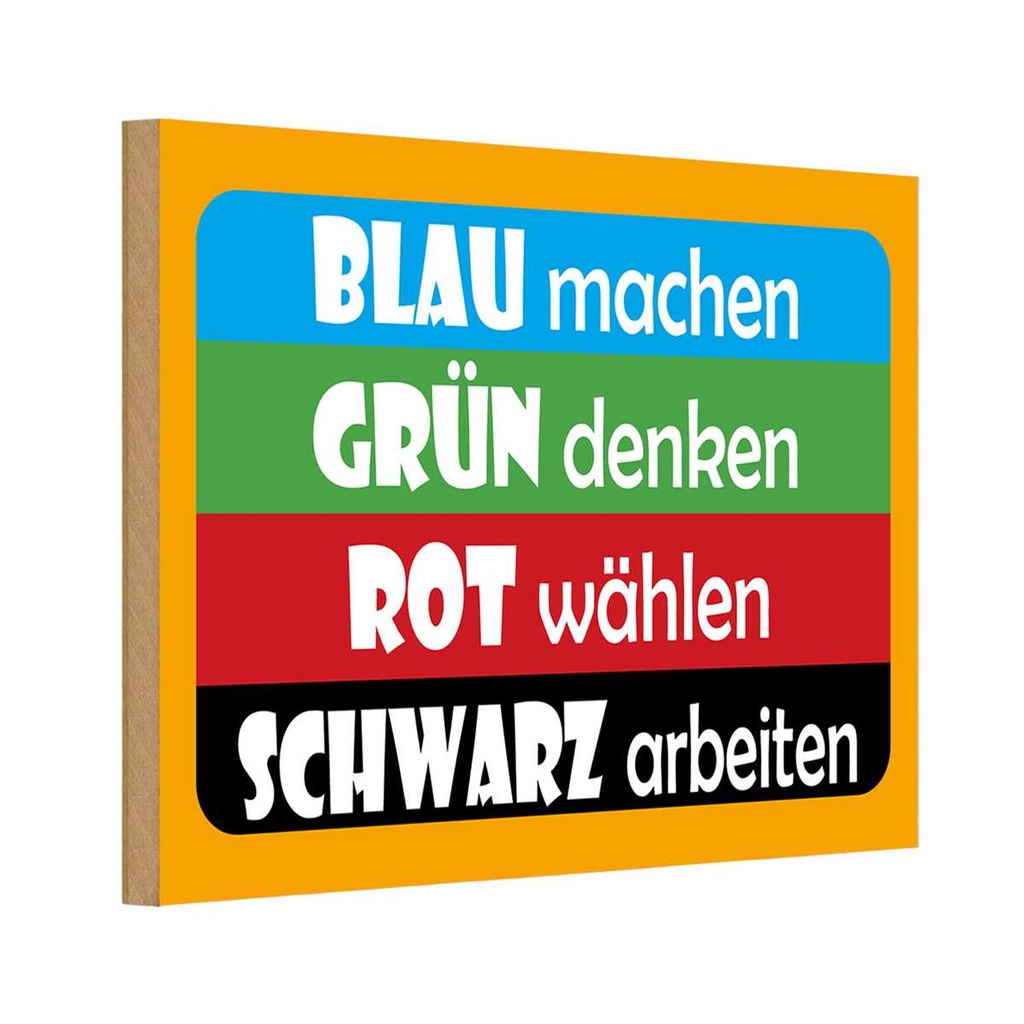 [LA-111823-H] Holzschild 20x30 cm Blau machen- grün denken Dekoration