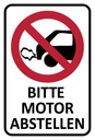 Holzschild 30x20 cm Bitte Motor abstellen Warnschild Hinweisschild