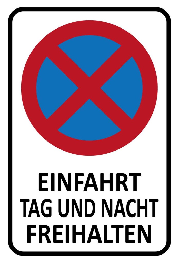 [LA-111835-H] Holzschild 30x20 cm Einfahrt Tag und Nacht freihalten Warnschild Hinweisschild