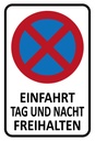 Holzschild 30x20 cm Einfahrt Tag und Nacht freihalten Warnschild Hinweisschild