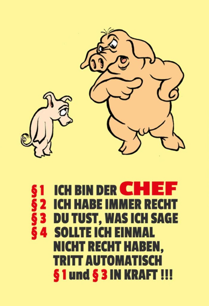 [LA-111840-H] Holzschild 30x20 cm Ich bin der Chef Schweine Dekoration