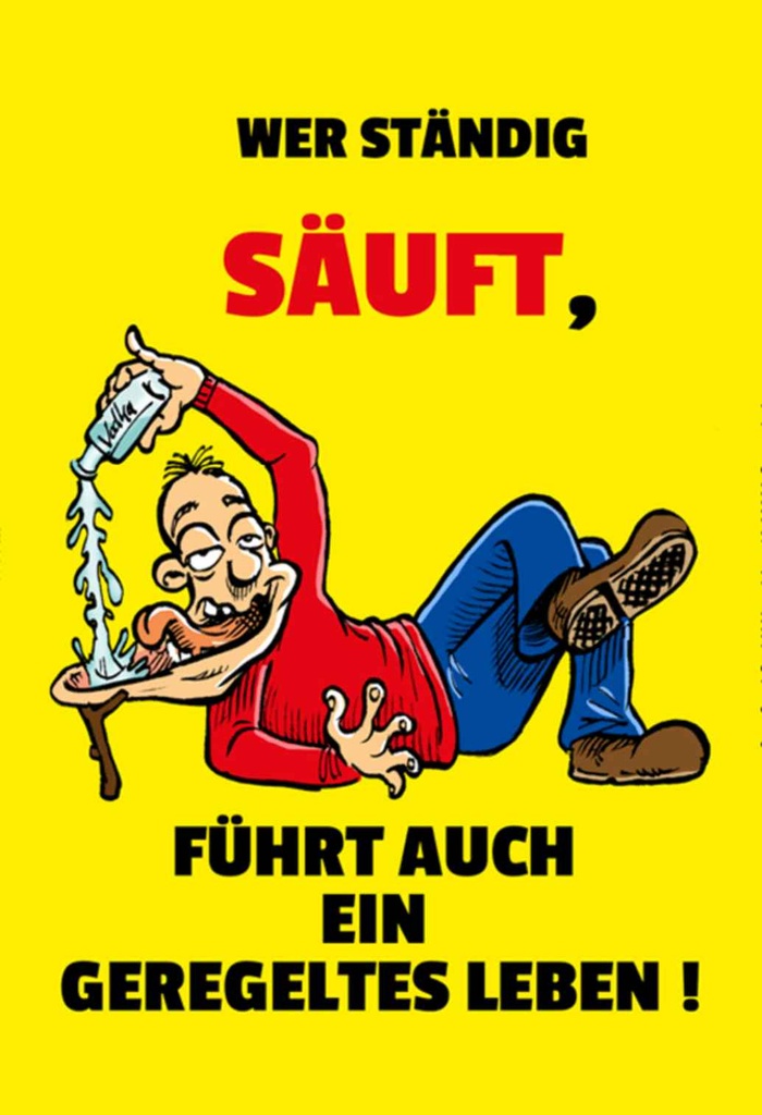 [LA-111845-H] Holzschild 30x20 cm Alkohol Wer ständig säuft geregeltes Leben