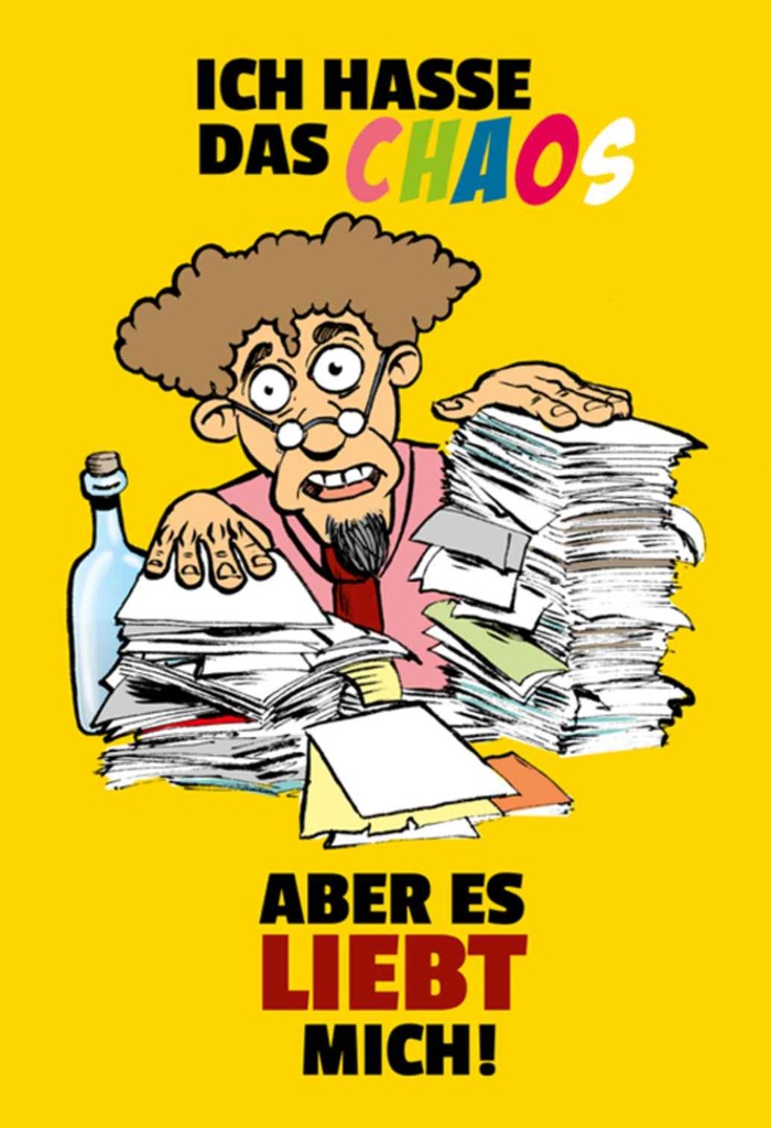 [LA-111856-H] Holzschild 30x20 cm Ich hasse Chaos aber es liebt mich Spruch Zitat