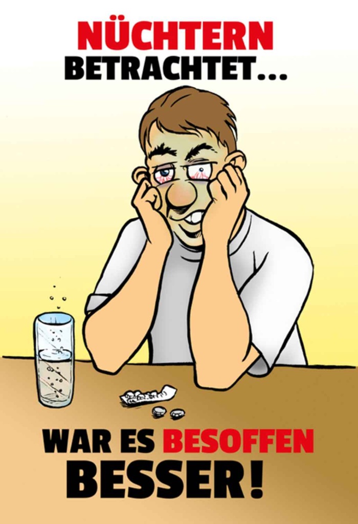 [LA-111885-H] Holzschild 30x20 cm Alkohol Nüchtern betr. war besoffen besser