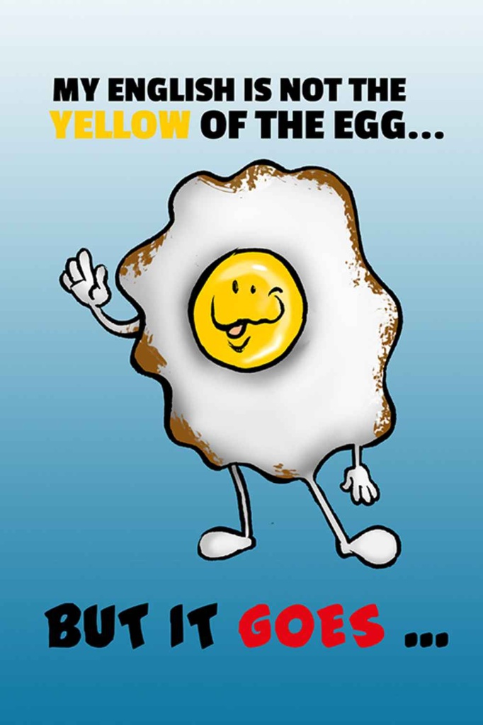 [LA-111890-H] Holzschild 30x20 cm My English not the yellow of egg Spruch Zitat
