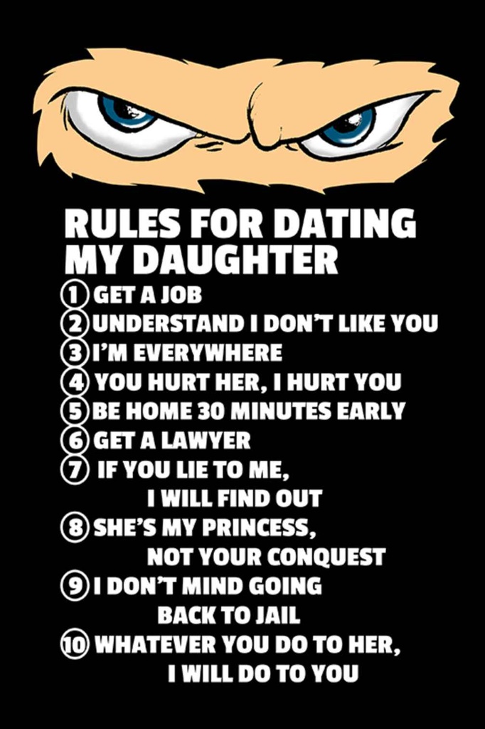 [LA-111891-H] Holzschild 30x20 cm Rules for dating my daughter Ninja Spruch Zitat
