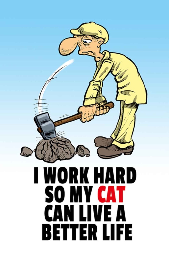 [LA-111912-H] Holzschild 30x20 cm I work hard my cat have better life Spruch Zitat