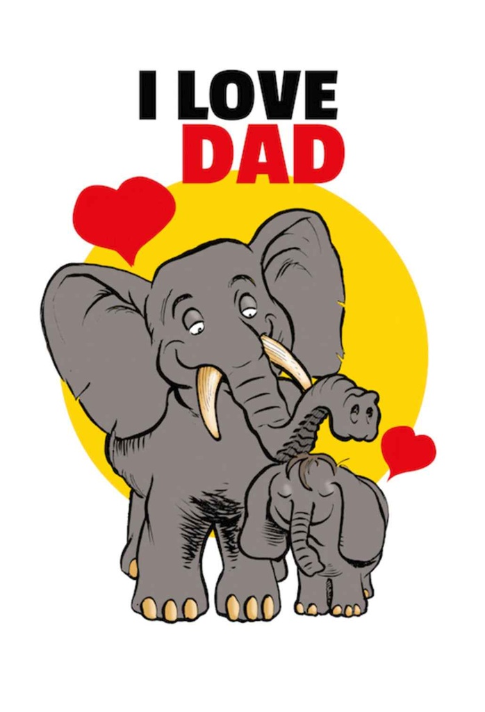 [LA-111928-H] Holzschild 30x20 cm I love Dad Elefanten Tier Haustier