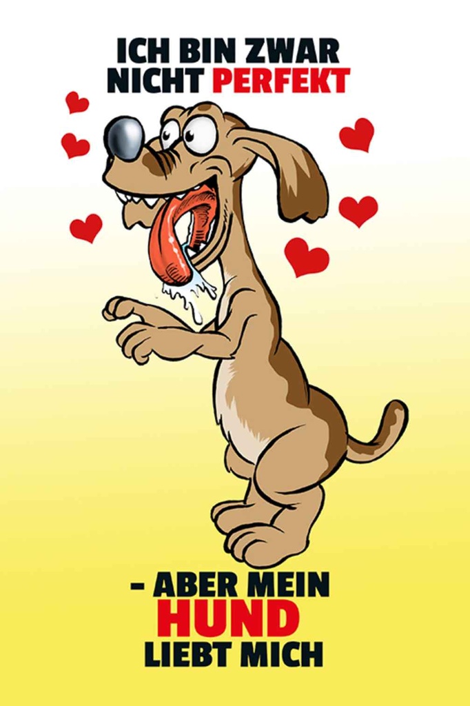 [LA-111944-H] Holzschild 30x20 cm Nicht perfekt aber Hund liebt mich Schiild Spruch Zitat
