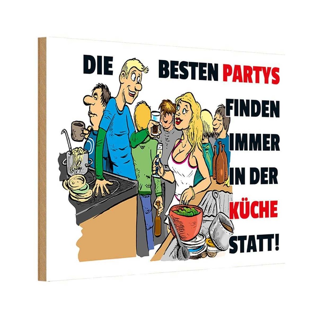 [LA-111976-H] Holzschild 20x30 cm Besten Parties in der Küche Kochen