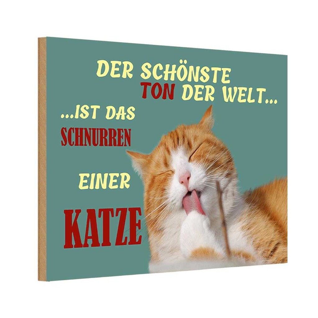 [LA-111992-H] Holzschild 20x30 cm Schönste Ton ist Katzenschnurren Tier Haustier