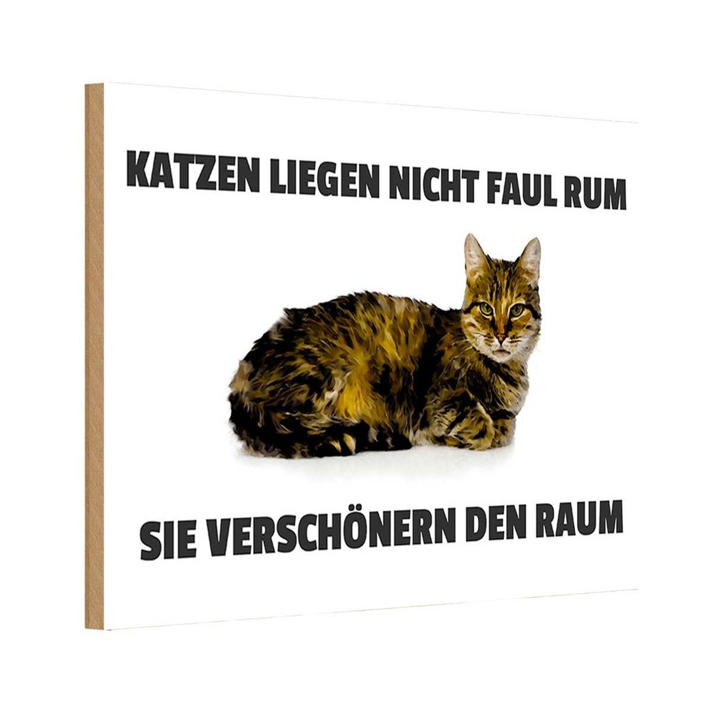 [LA-111993-H] Holzschild 20x30 cm Katzen verschönern den Raum Tier Haustier