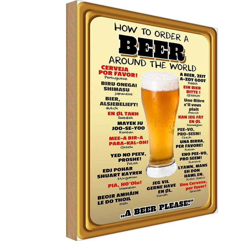 [LA-112107-H] Holzschild 30x20 cm Alkohol How to order a Beer please