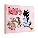 Holzschild 20x30 cm Baby Storch bringt Kind rosa Kids Kinder Teens