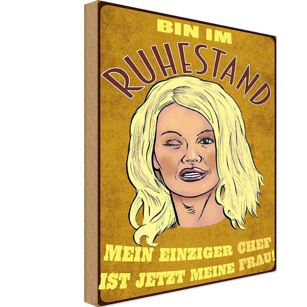 [LA-112280-H] Holzschild 30x20 cm Pinup bin Ruhestand Chef ist meine Frau Pin Up