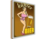 Holzschild 30x20 cm Pinup Alkohol kühles Bier Pin Up