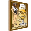 Holzschild 30x20 cm Pinup wer Bier trinkt unterstützt Land Pin Up