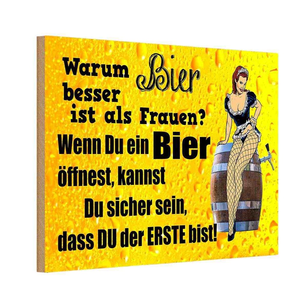 [LA-112409-H] Holzschild 20x30 cm Pinup Warum Bier besser ist als Frauen Pin Up