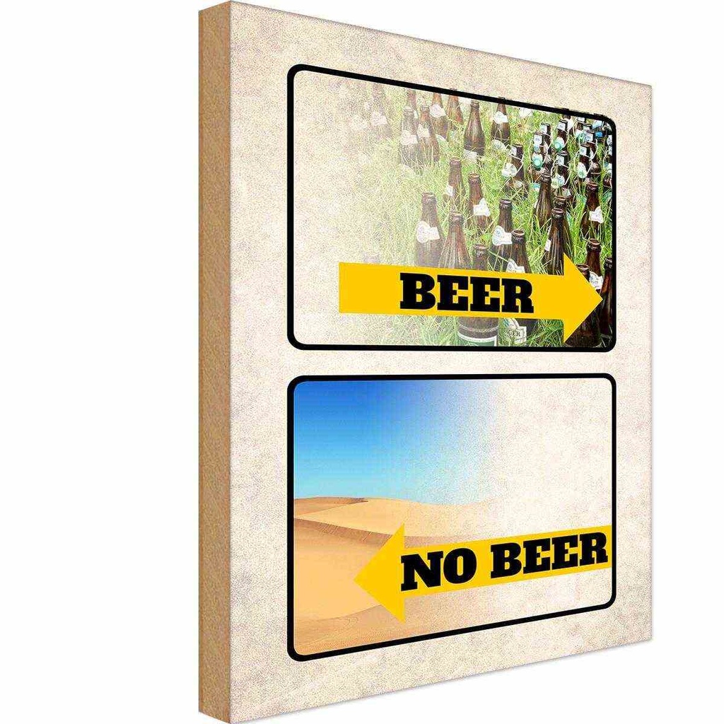 [LA-112448-H] Holzschild 30x20 cm Alkohol Bild Beer No Beer Bier