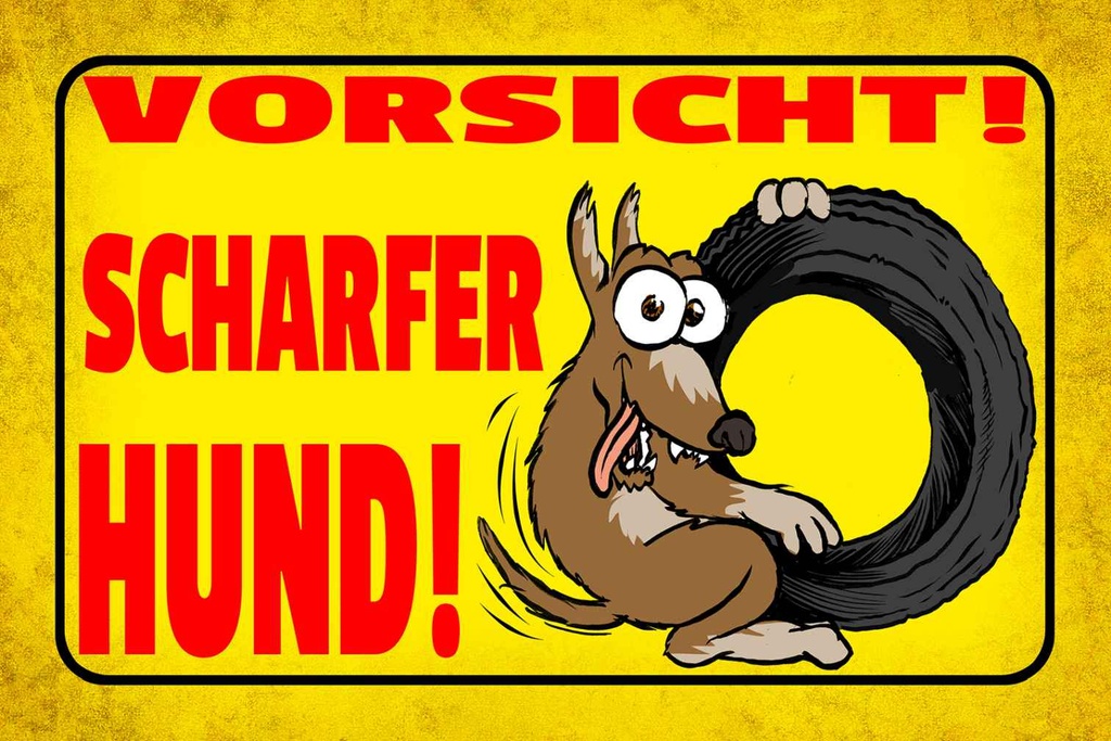 [LA-112460-H] Holzschild 20x30 cm Vorsicht scharfer Hund Warnschild Hinweisschild