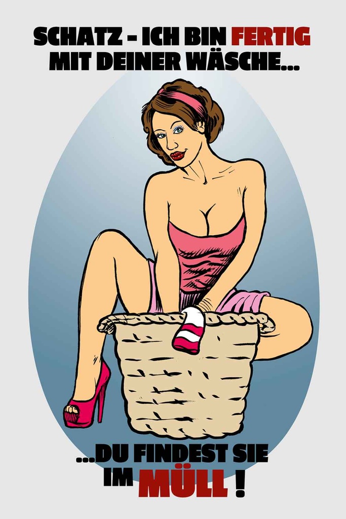 [LA-112489-H] Holzschild 30x20 cm Pinup Schatz bin fertig mit Wäsche Pin Up