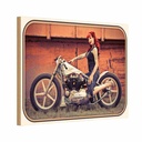 Holzschild 20x30 cm Motorrad Biker Bildmotiv Girl Frau Pin up Auto Garage Werkstatt