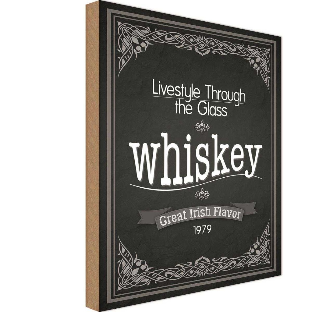 [LA-113712-H] Holzschild 30x20 cm Alkohol Whiskey livestyle trough