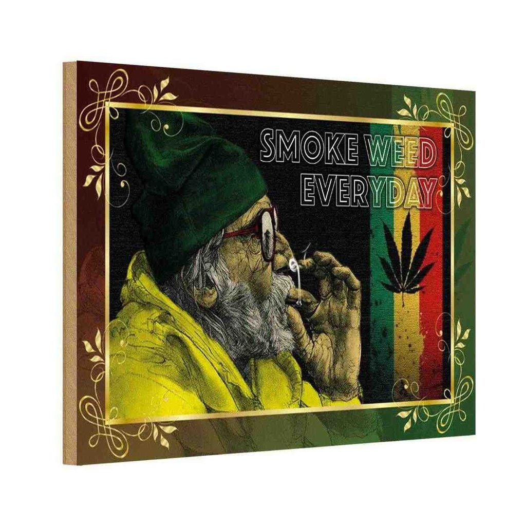 [LA-113717-H] Holzschild 20x30 cm Cannabis smoke weed everyday