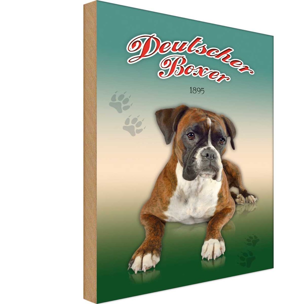 [LA-113763-H] Holzschild 30x20 cm Hund Deutscher Boxer 1895 Tier Haustier