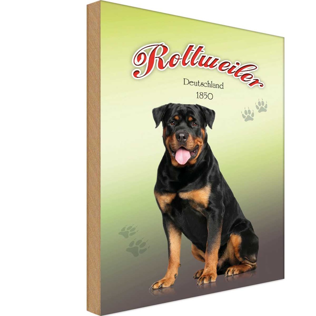 [LA-113771-H] Holzschild 30x20 cm Hund Rottweiler Deutschland 1850 Tier Haustier