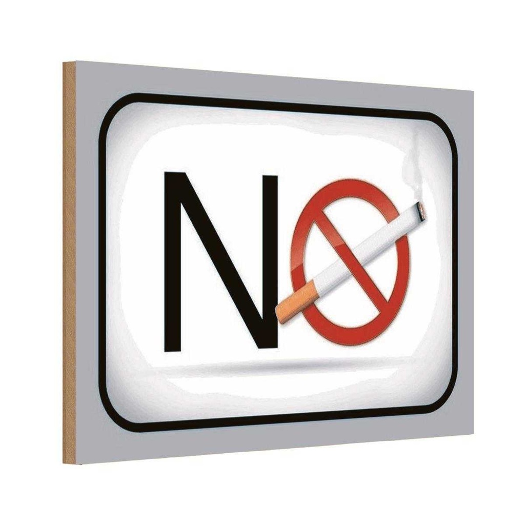 [LA-113870-H] Holzschild 20x30 cm No smoking Rauchverbot Warnschild Hinweisschild
