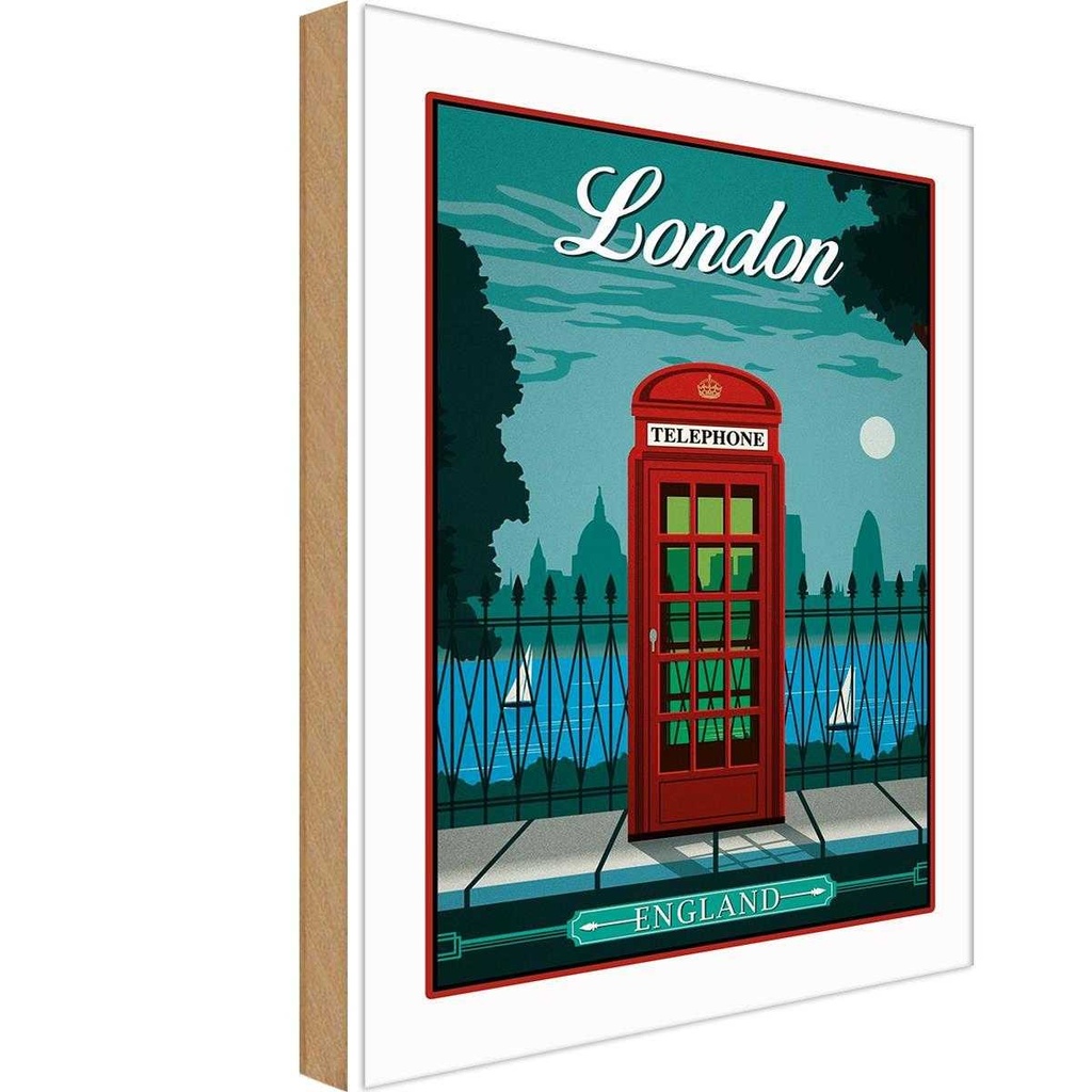 [LA-113891-H] Holzschild 30x20 cm London red Telephone England Telefon
